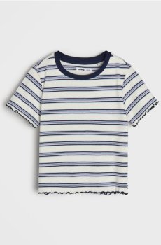 Бавовняна футболка в смужку - блакитний