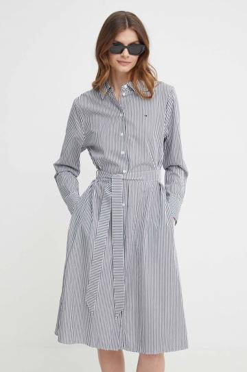 Хлопковое платье Tommy Hilfiger цвет белый mini расклешённое Хлопковое платье Tommy Hilfiger цвет белый mini расклешённое