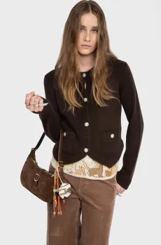 Женский темно-коричневый кашемировый кардиган Westia Коричневый M ZADIG&VOLTAIRE KWCA01641_DARK CHOCOLATE