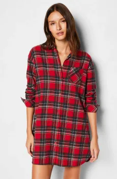 Женская красная ночная рубашка в клетку GEORGY Красный S Etam 6549916
