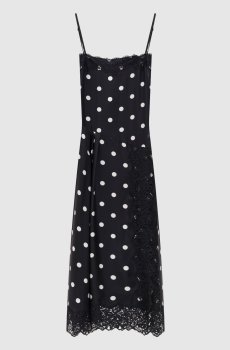 Черное платье CAPO из шелка в горох