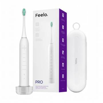 Электрическая звуковая зубная щетка Feelo Pro White с футляром, 1 шт Электрическая звуковая зубная щетка Feelo Pro White с футляром, 1 шт