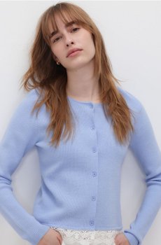Reserved - Кардиган з мереживом - світло-блакитний - 966JH-50X