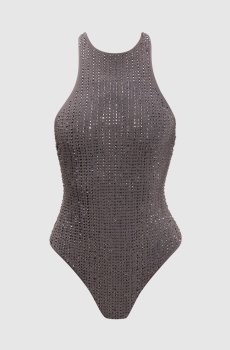 Серый купальник MALIBU с кристаллами