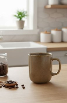 Гладка чашка класичної форми - бежевий