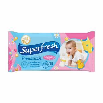 Детские влажные салфетки Superfresh Baby Chamomile, 15 шт Детские влажные салфетки Superfresh Baby Chamomile, 15 шт