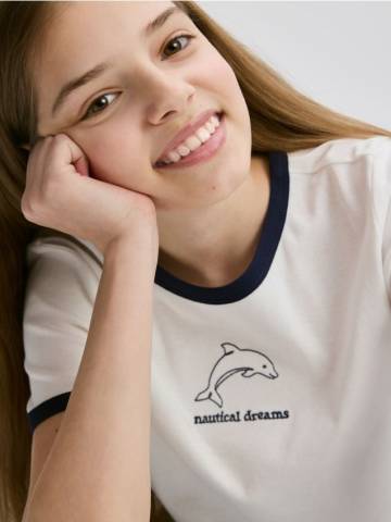 Reserved - Футболка з вишивкою - темно-синій - 846GB-59X Reserved - Футболка з вишивкою - темно-синій - 846GB-59X