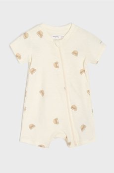 Бавовняний ромпер з принтом песиків - кремовий