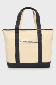 Бежевая сумка TH SUMMER CANVAS TOTE Бежевый ONESIZE Tommy Hilfiger AW0AW17421