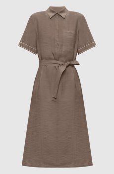 Коричневое платье с леном
