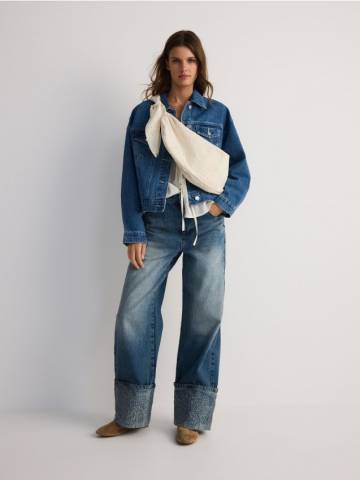 Reserved - Ажурна торба-хобо - кремовий - 348CN-01X