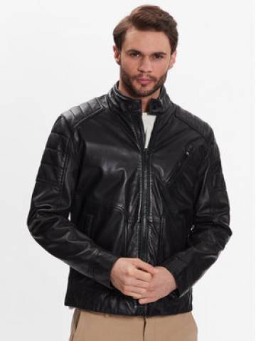 JOOP! Jeans Шкіряна куртка 80000247 Чорний Regular Fit JOOP! Jeans Шкіряна куртка 80000247 Чорний Regular Fit