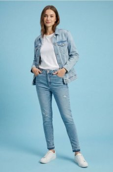 Джинси skinny з ефектом виварювання - синій