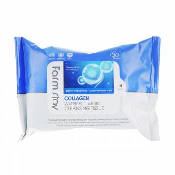 Очищающие салфетки для лица FarmStay Collagen Water Full Moist Cleansing Tissue с коллагеном, 30 шт Очищающие салфетки для лица FarmStay Collagen Water Full Moist Cleansing Tissue с коллагеном, 30 шт