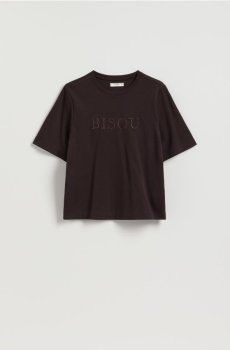 Reserved - Футболка regular із вишивкою - темно коричневий - 150HT-89X