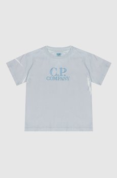 Голубая футболка с вышивкой логотипа