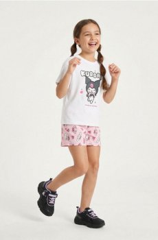 Бавовняна футболка з принтом Kuromi - білий