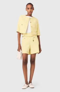 Женские желтые твидовые шорты Желтый 34 MAJE MFPSH00752_Pale Yellow
