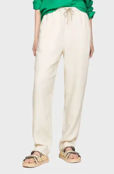 Женские белые льняные брюки CASUAL LINEN TAPER PULL ON PANT Белый XXS Tommy Hilfiger WW0WW41347