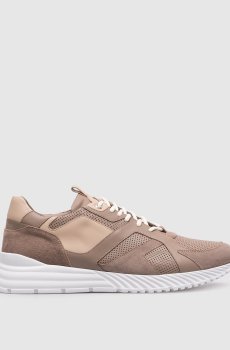 Коричневые кожаные кроссовки с монограммой