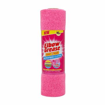 Салфетка для уборки Elbow Grease Easy Tear из микрофибры, в рулоне, розовая, 10 шт