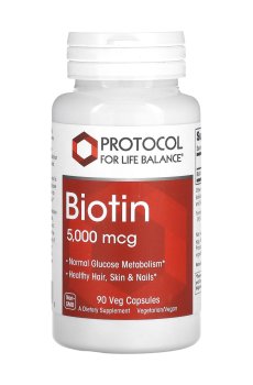 Биотин Protocol For Life Balance Biotin, 5000 мкг, 90 вегетарианских капсул
