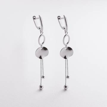 Серебряные серьги "Шарики на цепочке" 123486 Серебряные серьги "Шарики на цепочке" 123486