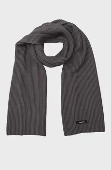 Мужской темно-серый шарф CLASSIC COTTON RIB SCARF Серый ONESIZE Calvin Klein K50K512367