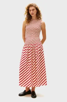 Женское бежевое платье в полоску TH X SRG FLUID STRIPE DRESS Бежевый M Tommy Hilfiger WW0WW45558