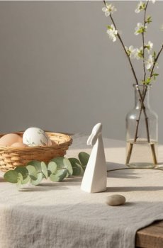 Великодня керамічна фігурка зайця - білий