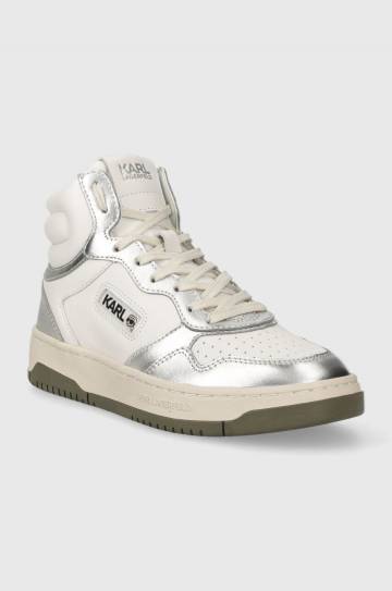 Кожаные кроссовки Karl Lagerfeld KREW KC цвет серебрянный KL63050 Кожаные кроссовки Karl Lagerfeld KREW KC цвет серебрянный KL63050
