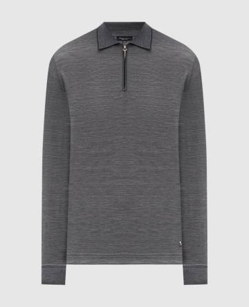 Серое поло из шерсти с эмблемой