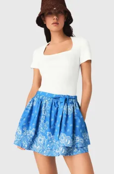 Женская голубая юбка с узором Голубой 34 MAJE MFPJU01639_Sky Blue Bandana Print