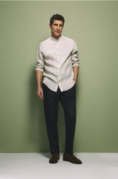 Reserved - Лляна сорочка regular fit - бежевий - 005IS-08X