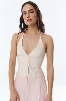 Жилет на завязці у вершковому відтінку