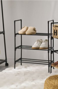Триповерхова полиця для взуття - чорний