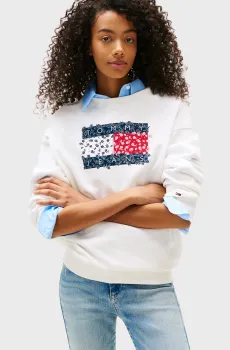 Женский белый свитшот RLX FLORAL FLAG CREW Белый M Tommy Jeans DW0DW20933