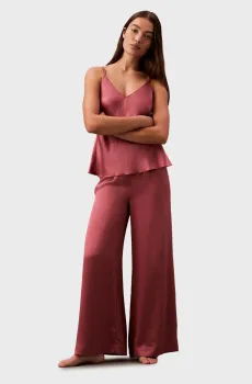 Женские коралловые брюки SENSUAL SATIN WIDE LEG PANT Коралловый L Calvin Klein 000QS7300E