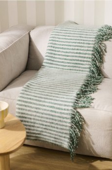 Плед з бахромою - синьо-зелений