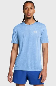 Мужская голубая футболка UA LAUNCH CAMO SHORTSLEEVE Голубой S Under Armour 1386681-465