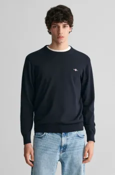 Мужской темно-синий джемпер CLAIC COTTON C-NECK Синий S Gant 8030561