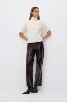 Reserved - Штани зі штучної шкіри - бордовий - 719GM-53X