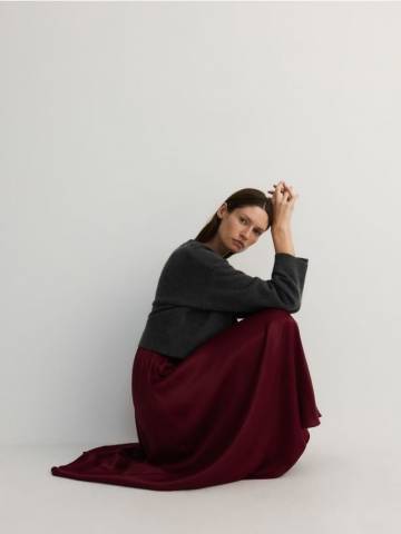 Reserved - Атласна спідниця міді - burgundy - ZW069-53X Reserved - Атласна спідниця міді - burgundy - ZW069-53X