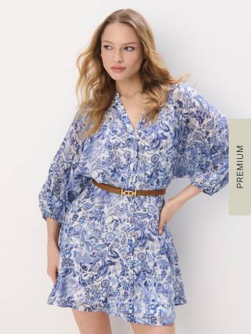 Mohito - Сукня-сорочка міні з поясом - синій - 38