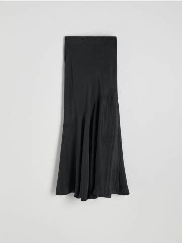 Reserved - Спідниця міді з ліоцелу - чорний - 6750B-99X