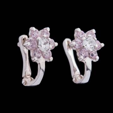 Серебряные серьги "Цветочки" (фианиты) 121617 Серебряные серьги "Цветочки" (фианиты) 121617