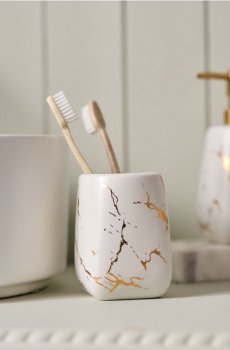 Тримач для зубних щіток із золотими елементами - білий