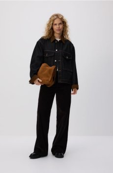 Reserved - Джинсова куртка з контрастним коміром - темно-синій - 742FZ-95J