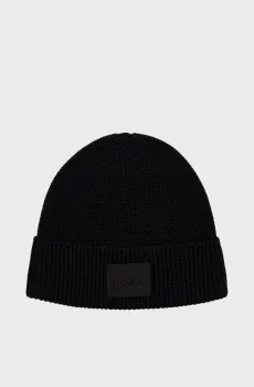 Женская черная шерстяная шапка Черный ONESIZE HUGO 50571667;001