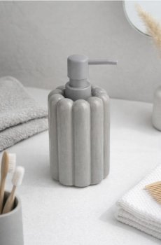 Керамічний дозатор для мила з рифленням - сірий